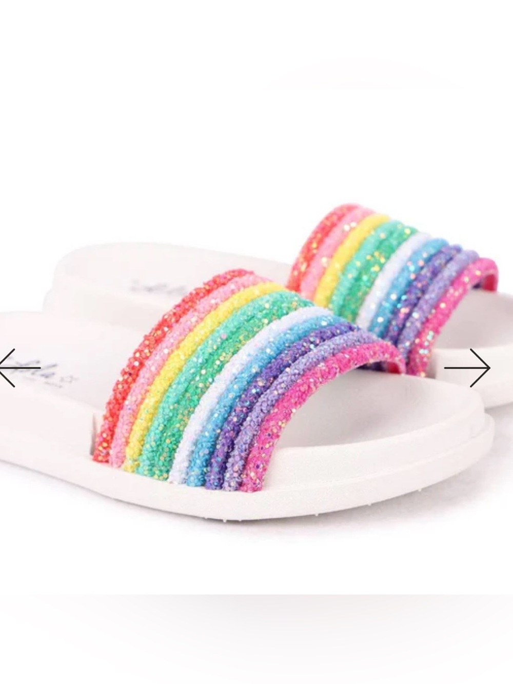 Lola and the Boys Glitter Rainbow Slides NWT